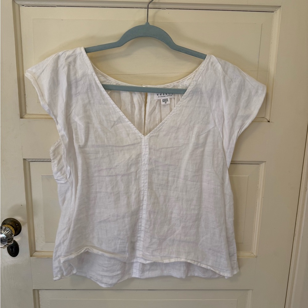 White Linen Blouse - Velvet by graham and spencer